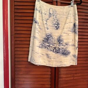 Talbots Blue and White Pencil Skirt Knee-Length Casual